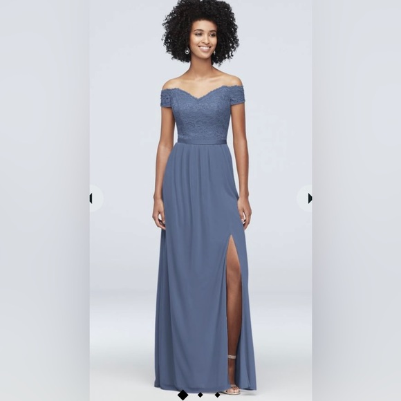 SOLD OFF SITE: David’s Bridal Blue Bridesmaid/Wedding Guest Dress Size 4 - Picture 1 of 9